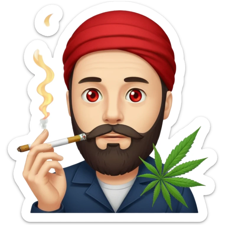 Hombre barbudo fumando porros muy drogado sticker