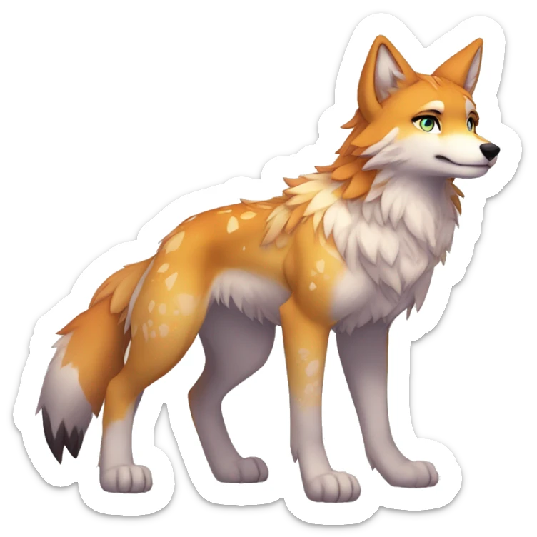 Anthro Colorful Shiny Fionbri-Falvie-sparkle-wolf-sona with wild markings full body sticker