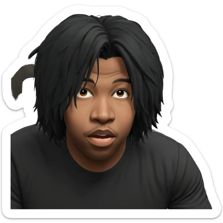 boy with black hair meme sticker