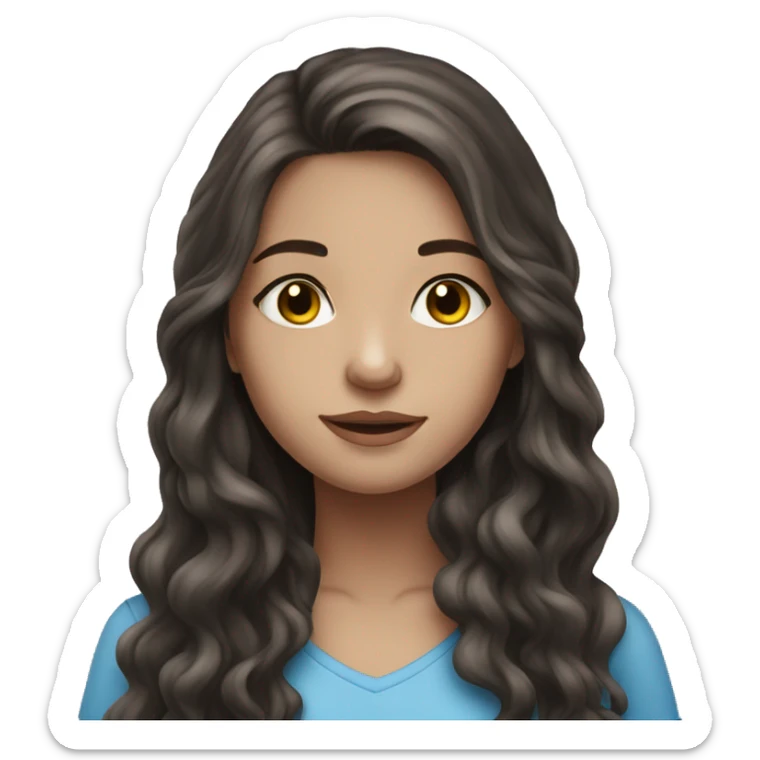 Beautiful teenage girl, long hair, brunette, blue eyes sticker