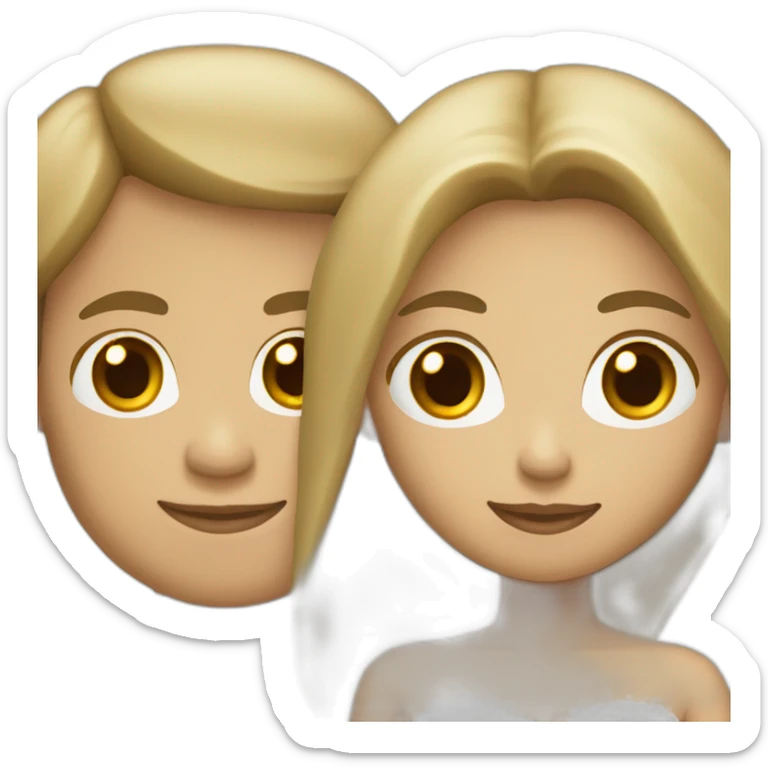 Tan woman with brown hair and white man with blonde hair getting married sticker