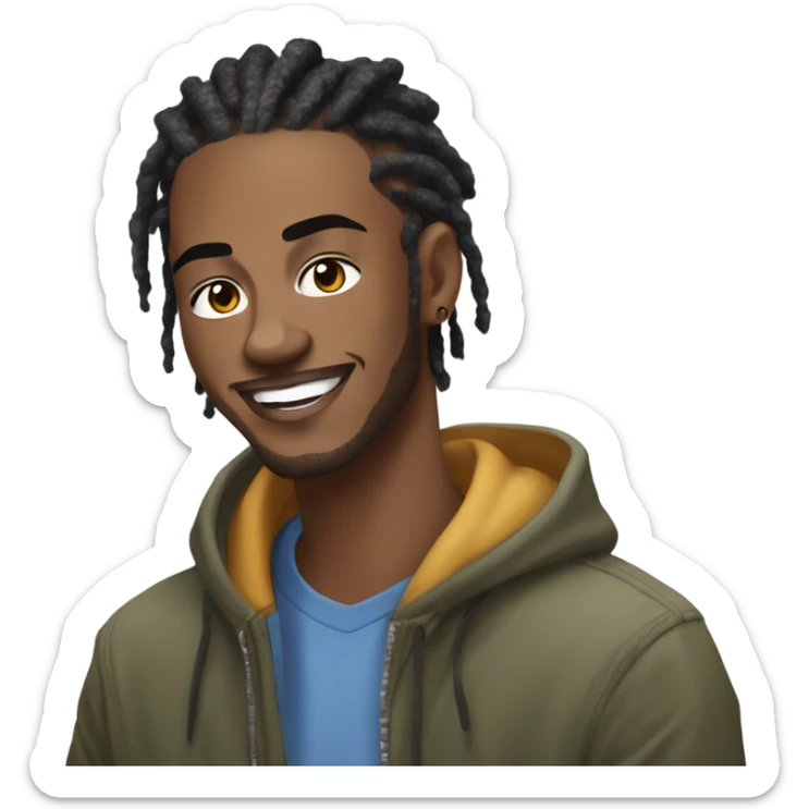 kai cenat, streamer, youtuber.A lively African-American male with short dreadlocks and a slim, athletic build. Kai exudes energy with his trendy streetwear style, expressive gestures, and confident, humorous personality. sticker