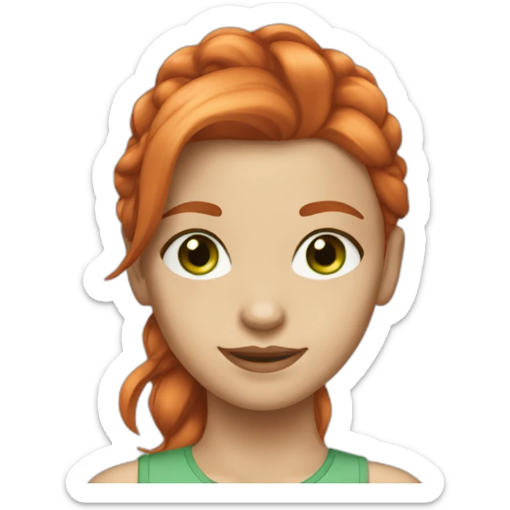 Girl with light tone skin green eyes red hair smiling sticker