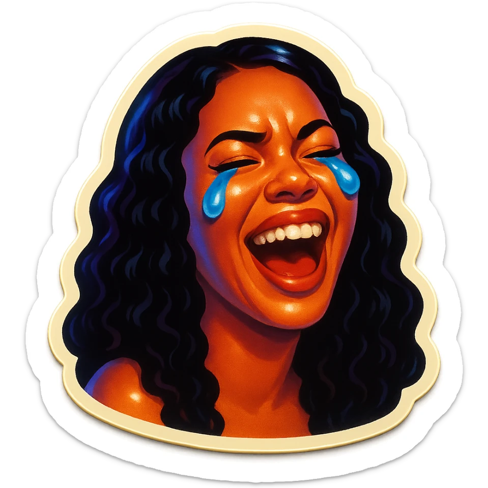 laughing with tears  sticker