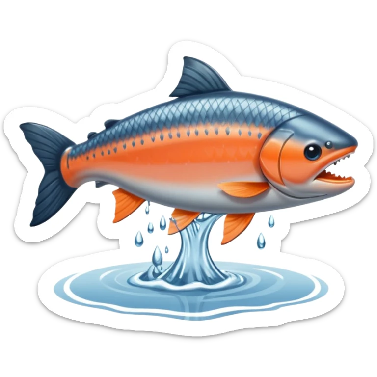 a salmon flopping out of water, make it so its on land flopping around sticker