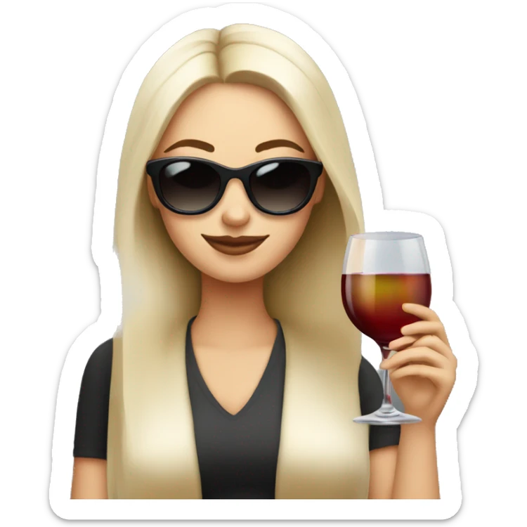 White girl wearing sunglasses holding one glass of wine  sticker
