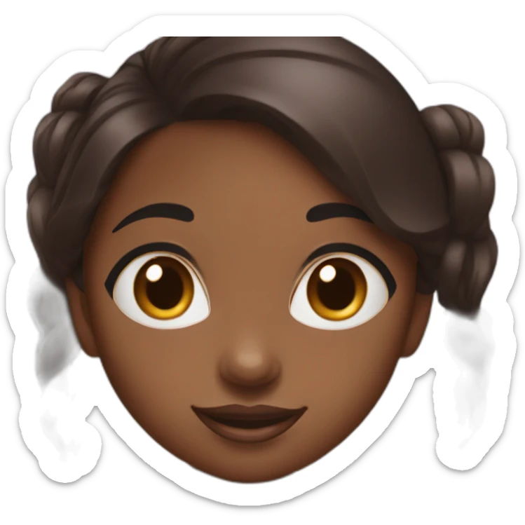 black girl, brown eyes, short black hair eating a kinder bueno sticker