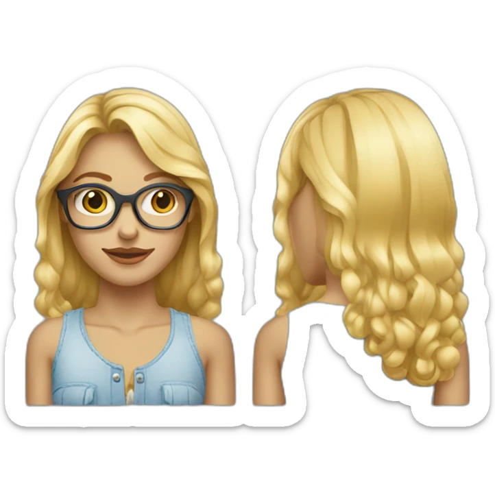 Une adolescente blonde qui porte des lunettes et des vêtements oversise  sticker