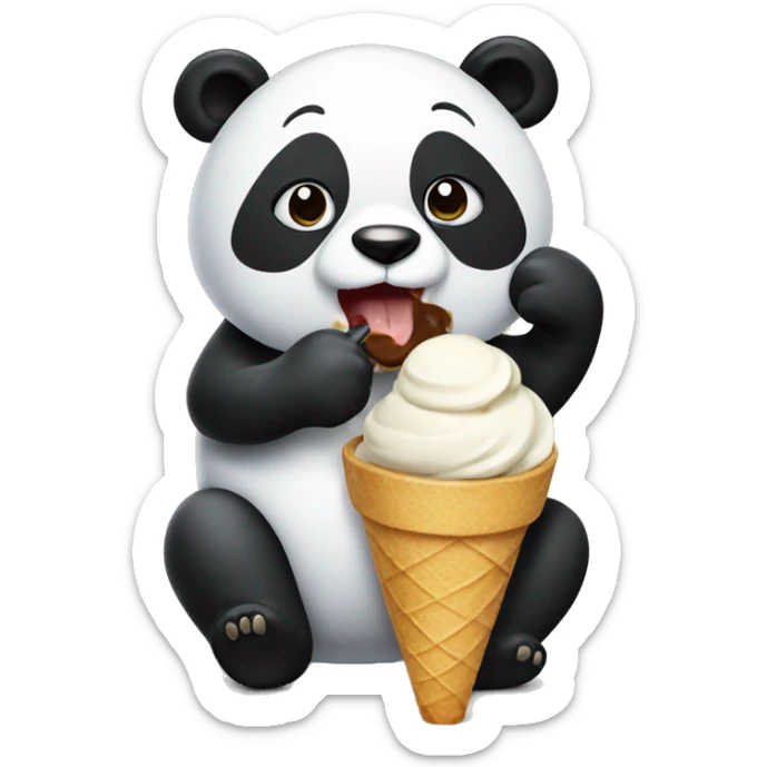 Panda eating ice cream sticker