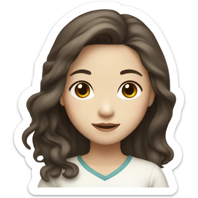 a girl with WHİTE skin long wavy brown hair chinese girl sticker
