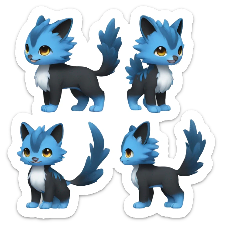 Cute cool black blue animal hybrid Fakemon full body sticker