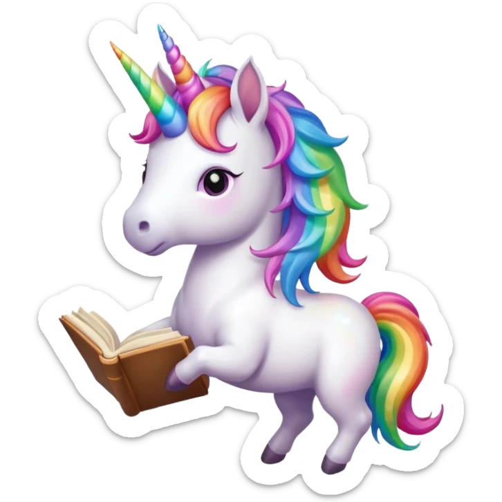 Unicorns read book
A full body of little majestic unicorn with rainbow mane holding an open book with magic sparks.












 sticker