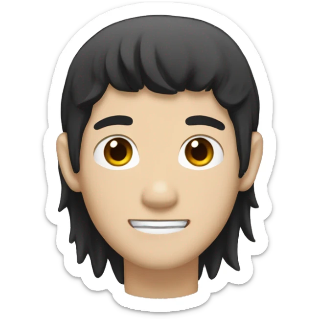 white skin color japanese man with black anime hair, make it from shoulders and create only one emoji sticker