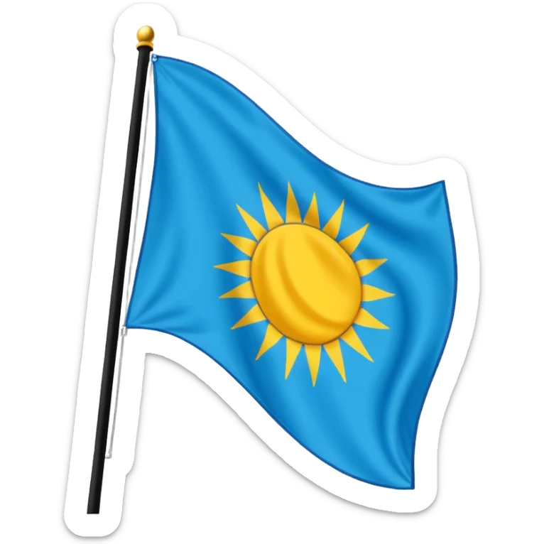 una badera dividida en 2 azul arriba y negro abajo con un sol en el centro y un rayo atravesando el sol de derecha  a izquierda sticker