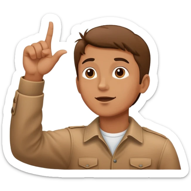 Un homme qui pointe du doigts le ciel avec ses deux main et il regarde le ciel  sticker