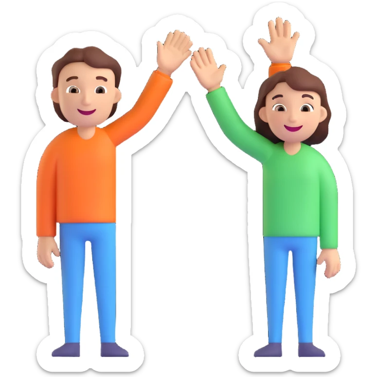 two people high-fiving with happy expressions, showing gratitude and success after a client meeting sticker