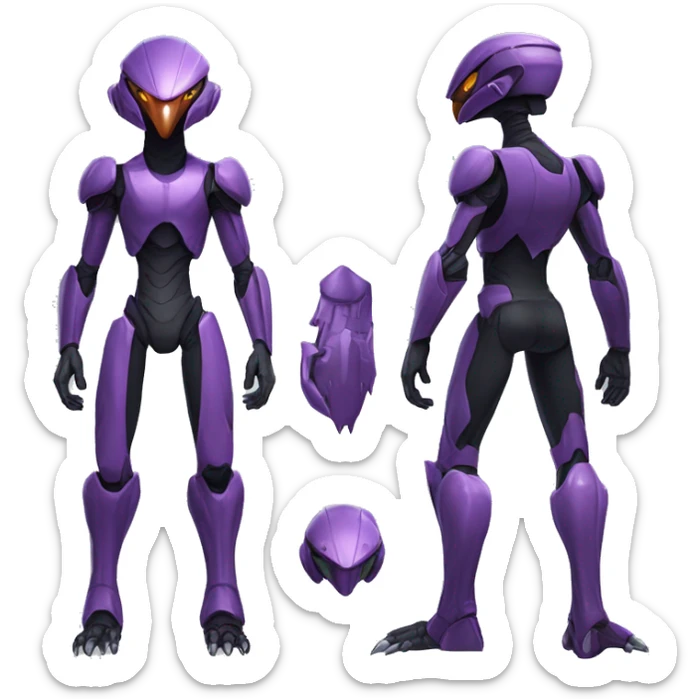 a black Genesect-Raptor-Fakémon—hybrid with a futuristic visor-helmet full body sticker