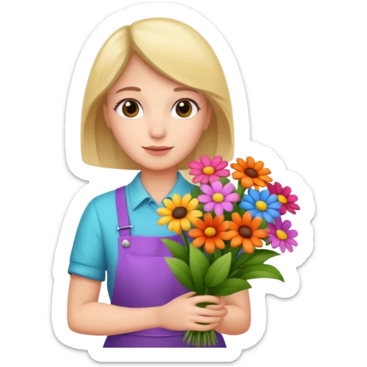 a beautiful bouquet of flowers in the hands of a florist sticker