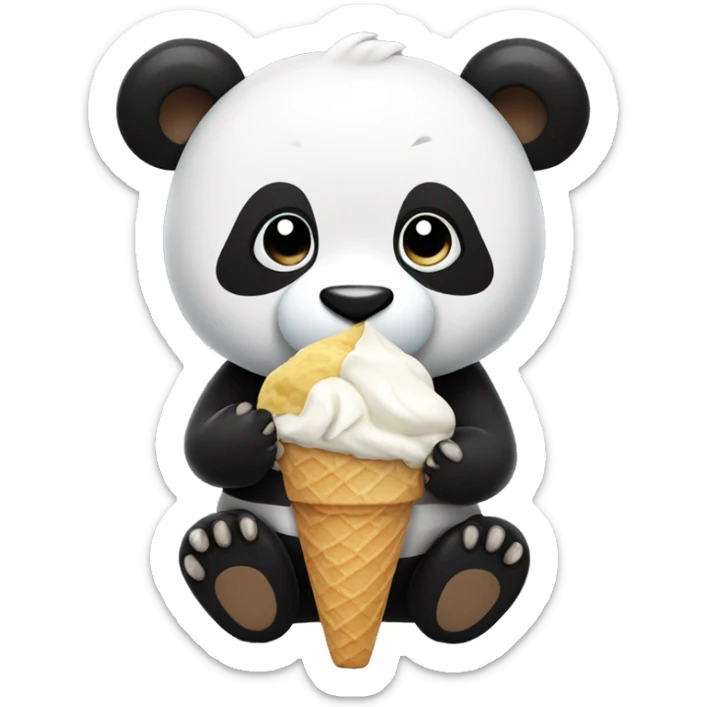 Panda eating ice cream sticker