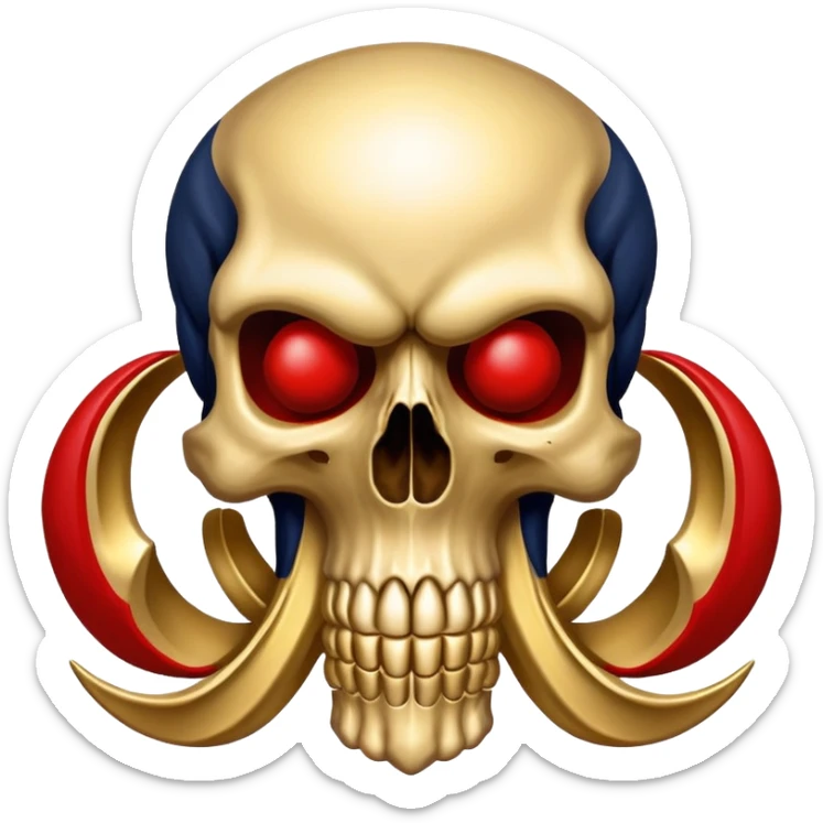 skull colored in New Orleans Pelicans basketball team colors - navy blue, gold, and red sticker