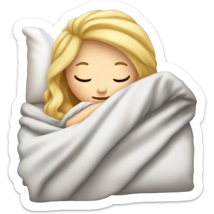 girl with blonde hair and light skin sleeping with blanket on sticker