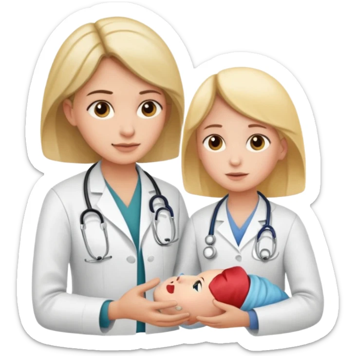 American doctor explaining to mother with sick child. for Family Medicine emoji with for family  sticker