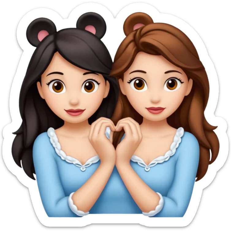 Son quatro chicas montadas en una atraccion de levantando la mano con orejas de Disney puestas en una atracción sticker