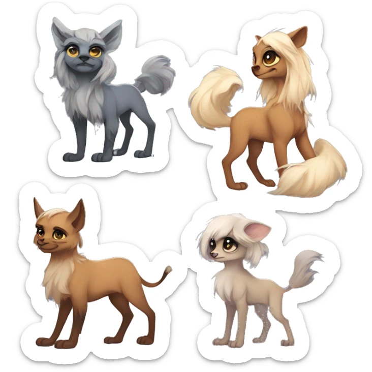 Custom anthro fantasy-animal-fursona griffsnuff & LiLaiRa & Falvie full body sticker