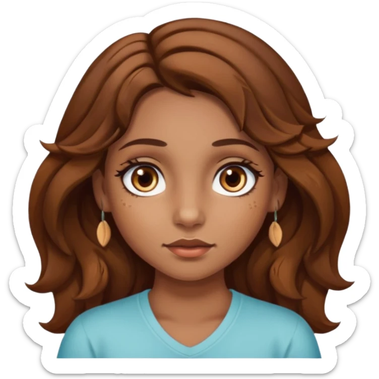 girl with wavy hair, almond shaped eyes, birthmark near her eye, tan, with lots of swag, cool, face piercings  sticker