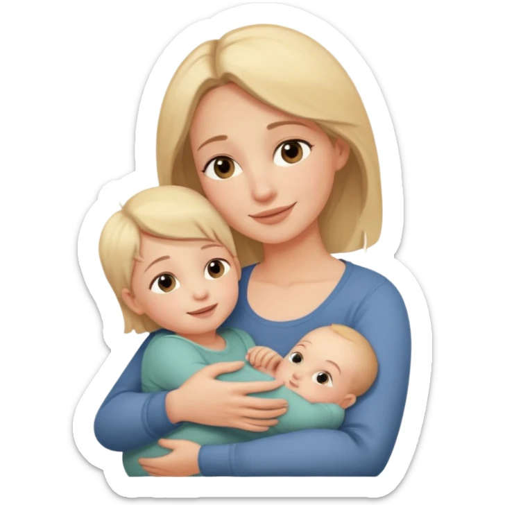 A loving mother holding her young child in her arms, warm natural light coming through a window, soft smile, emotional connection, candid moment, realistic photography, shallow depth of field, high resolution, warm tones
 sticker