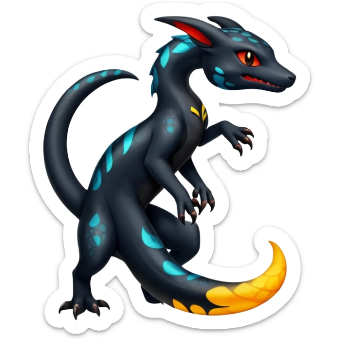 Shiny Salandit-Umbreon-Quilava-Fakémon-hybrid-creature (full body)  sticker
