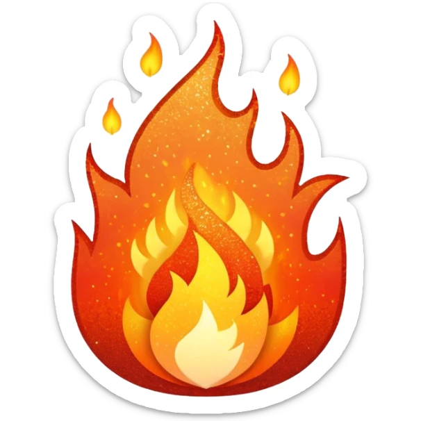 Glittery fire sticker