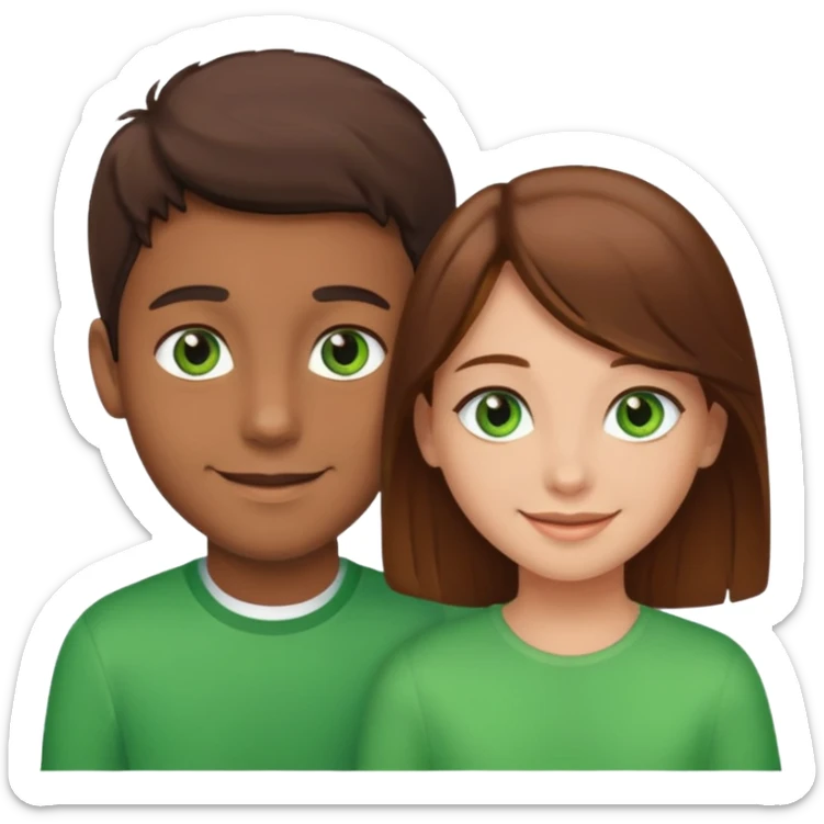 brown boy and brown hair girl with green eye couple  sticker