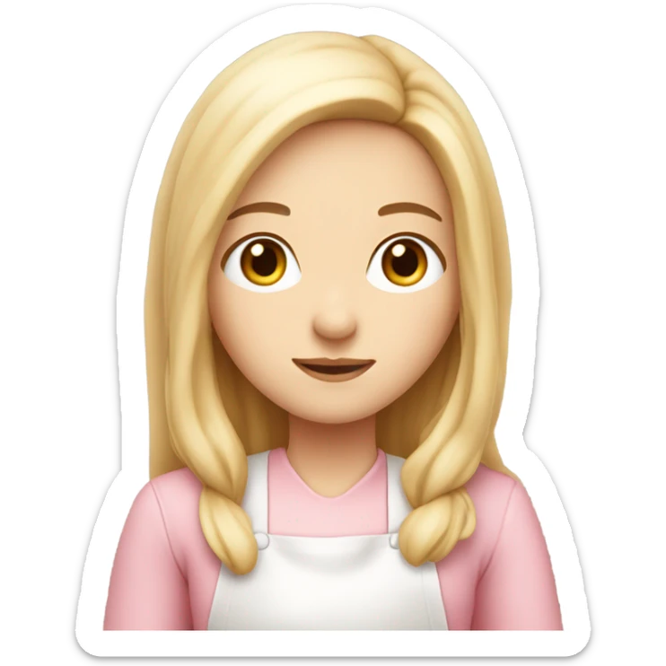 soft pink baker girl, long straight hair, with fair skin  sticker