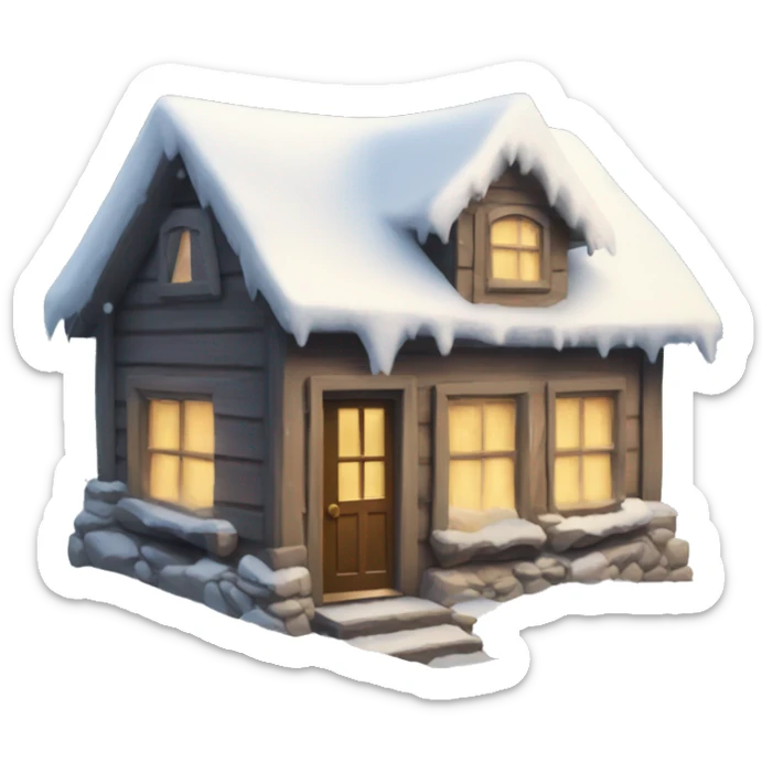Beautiful New Year's little house covered with snow on Christmas Eve sticker