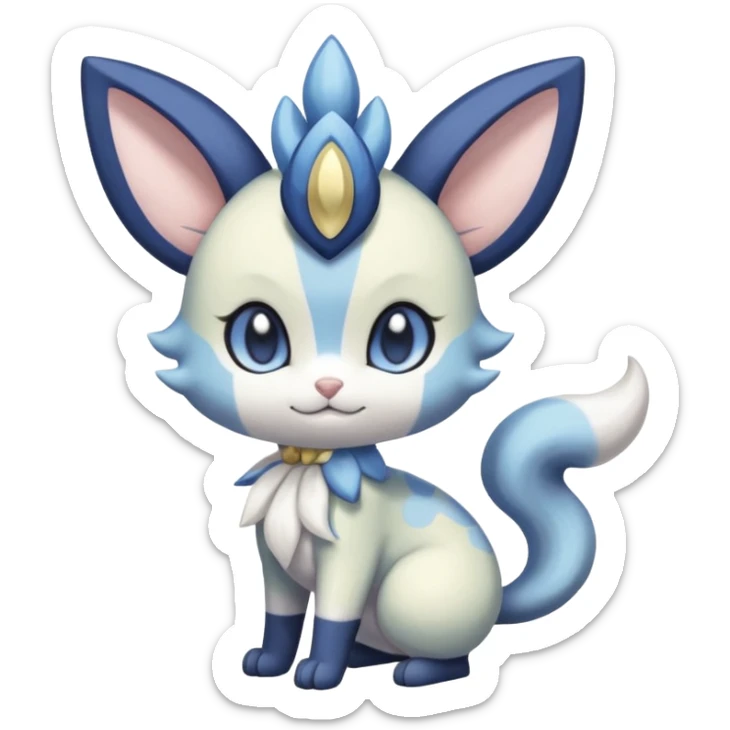 Pastel cute innocent Meowstic-Meloetta/Minccino-Delcatty-Pachirisu-fusion sticker