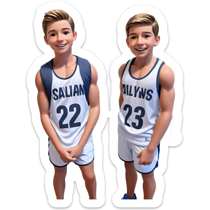 smiling boys in sportswear sticker