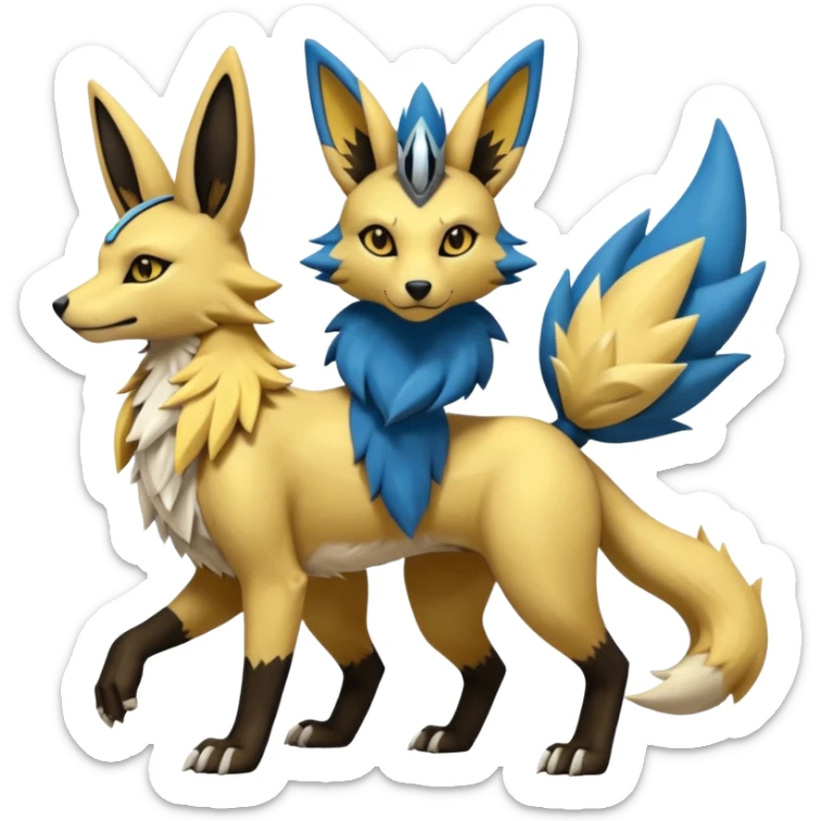 Lucario-Anubis-Umbreon-Zeraora-Jolteon-Fakémon-hybrid-creature (full body)  sticker