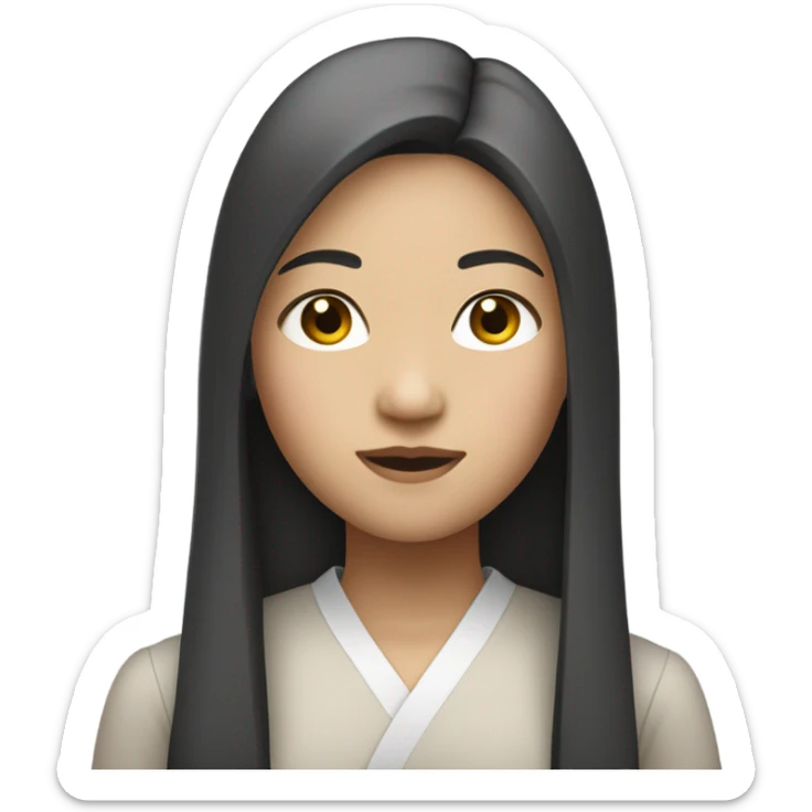 asian girl with long hair with clean girl style  sticker