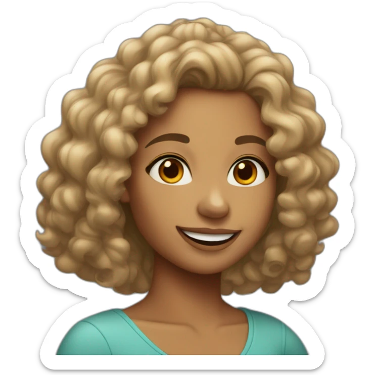 tan girl with dimples and shoulderlength curly hair wearing hoop earrings sticker