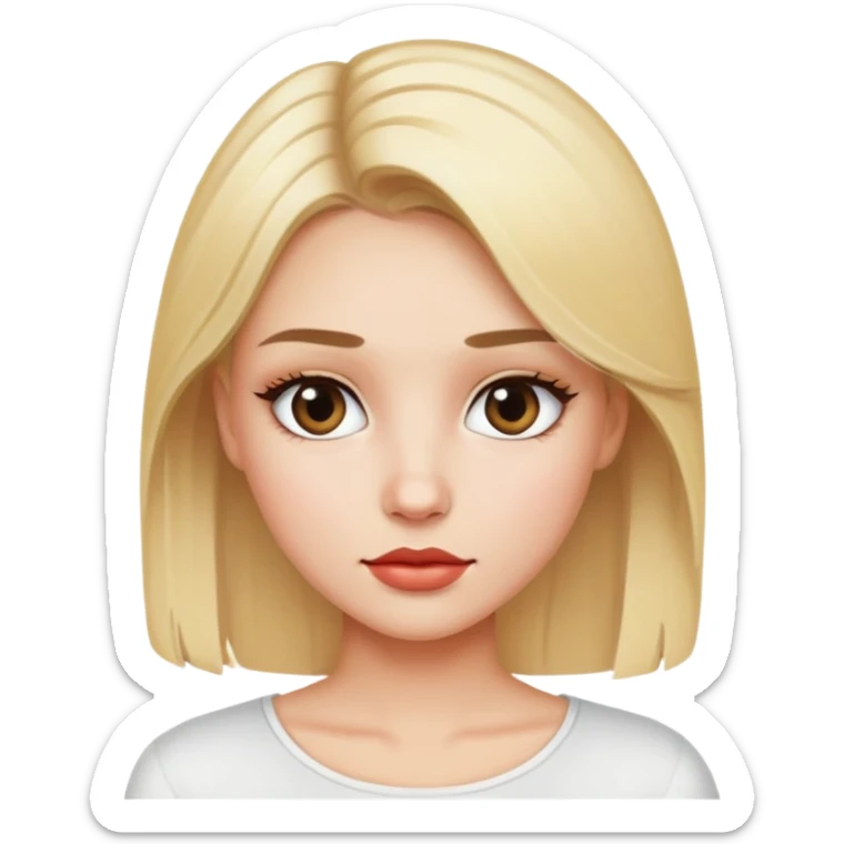 A blonde girl With a bit of make up, She wear a whit top sticker