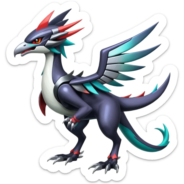 Futuristic Modern Shiny Metallic Alloy Cyber-Nargacuga-Noivern-Silvally-fusion (full body) sticker