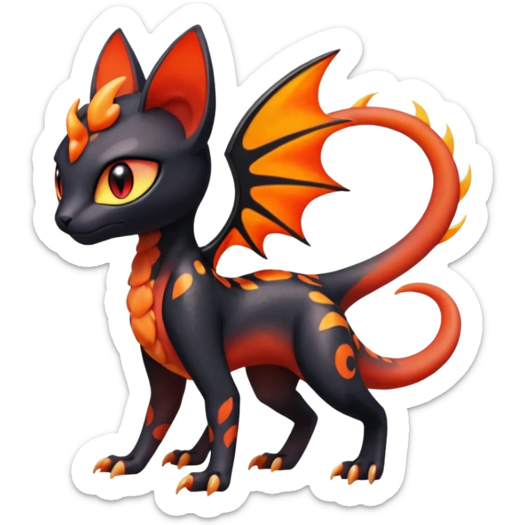 Colorful Translucent Tricky Hot Handsome Meloetta-Salandit-Litten-Pokémon-Fakémon-fusion-hybrid-creature sticker