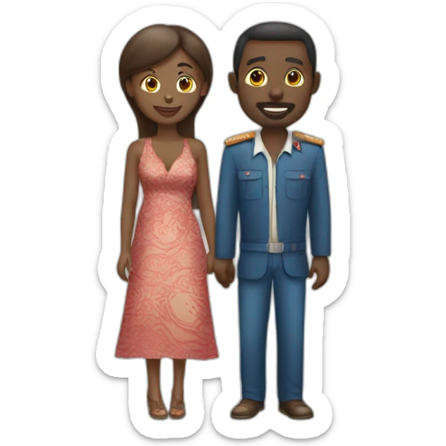 Central African Republic man with Lebanon woman couple sticker