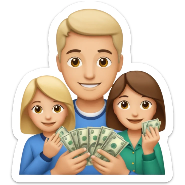 A caring parent counting money with family icons emoji sticker
