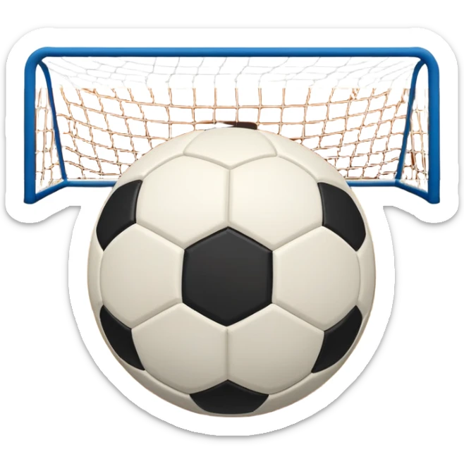 A mini football (futsal) ball placed on the court, with the goals and boundary lines visible in the background. The scene captures the fast-paced nature of the sport, with the compact indoor court and a focus on the ball ready for action. sticker