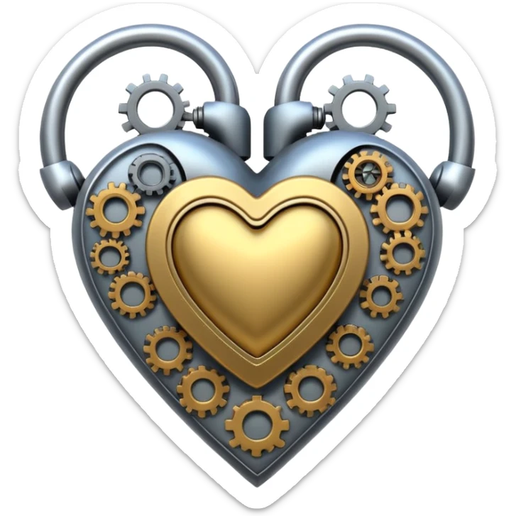 robot themed heart sticker
