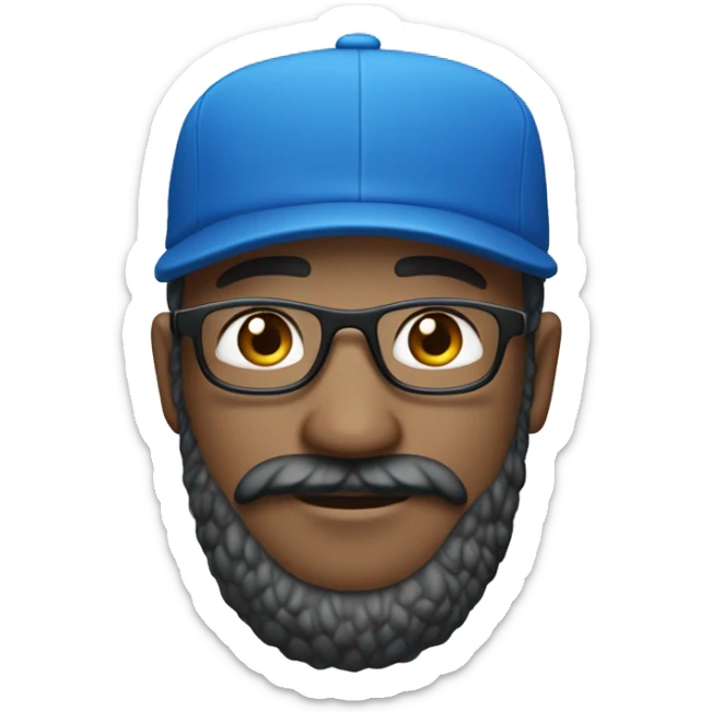 Homme blanc avec une petite barbe portant des lunettes bleues , une casquette jordan bleu , un survêtement bleu sticker
