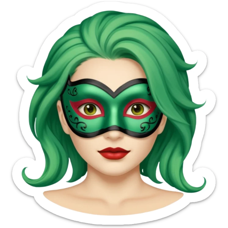 masked person venice volto woman green hair sticker