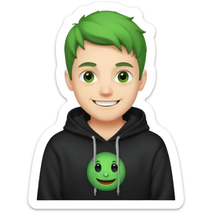 Create an avatar of white european male in hoodie with ``BST`` letters on it/ make him look like grinch sticker